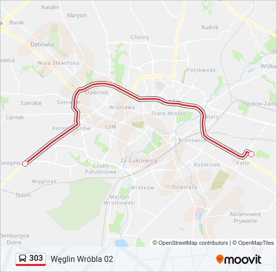 303 bus Line Map