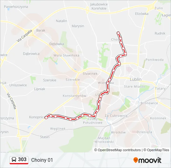 303 Bus Line Map