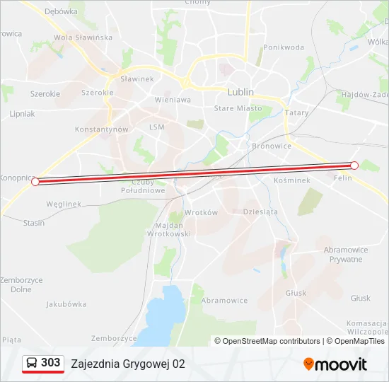 303 Bus Line Map