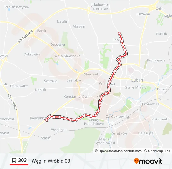 303 Bus Line Map