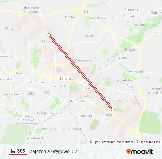 303 Bus Line Map