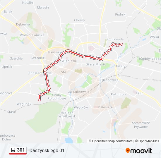 301 bus Line Map