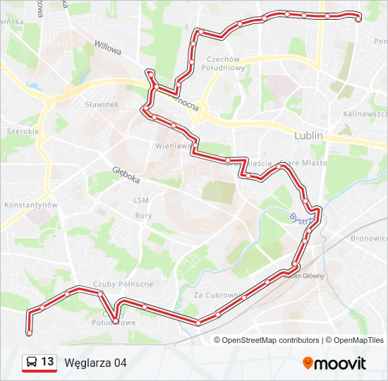 Автобус 13: карта маршрута