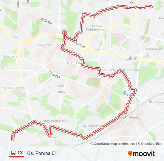 13 Bus Line Map