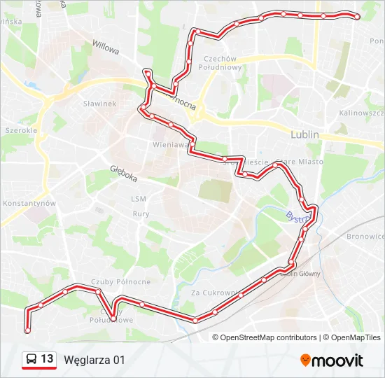 13 Bus Line Map