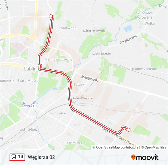 13 Bus Line Map