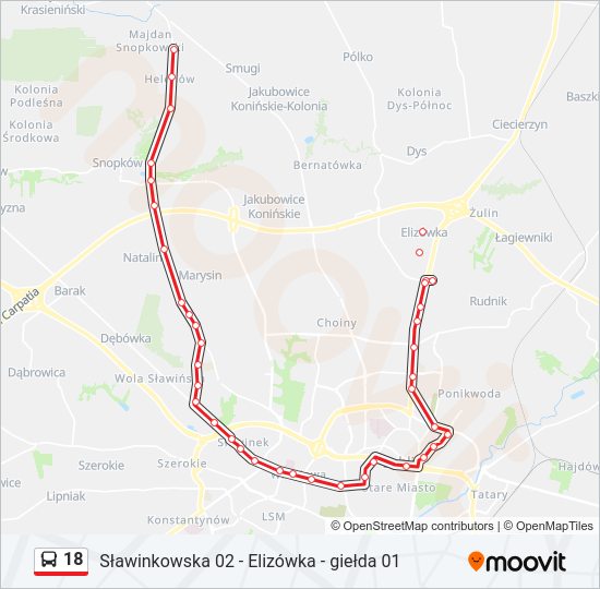 18 bus Line Map