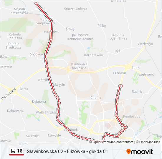 18 bus Line Map