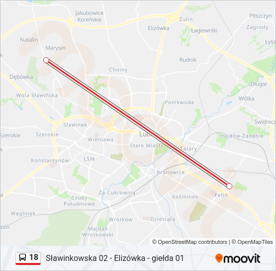 18 bus Line Map