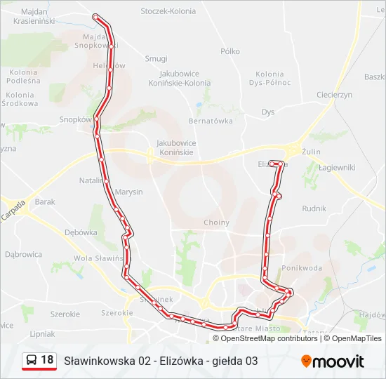 18 Bus Line Map