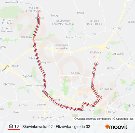 18 Bus Line Map