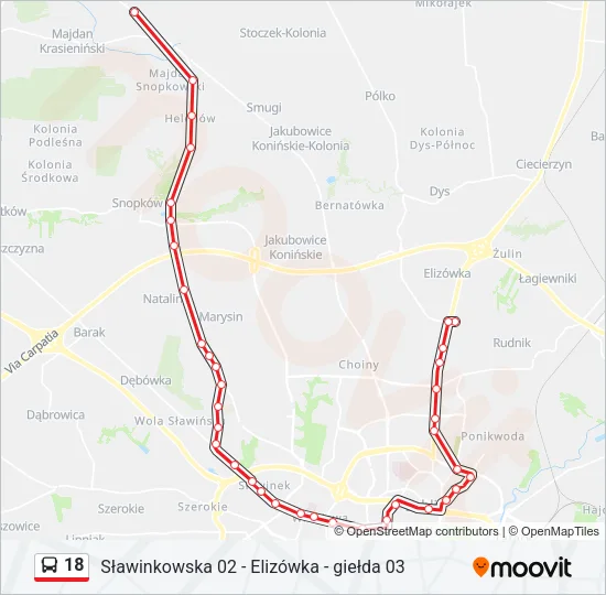 18 Bus Line Map
