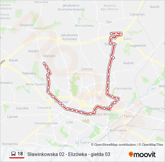 18 Bus Line Map