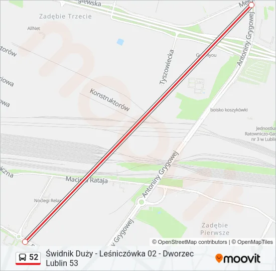 52 Bus Line Map