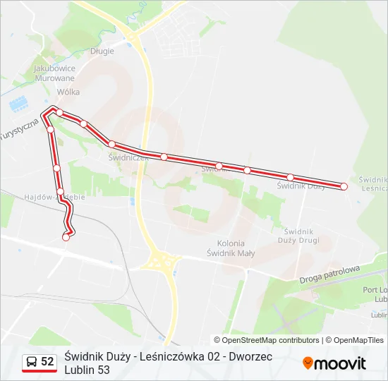 52 Bus Line Map