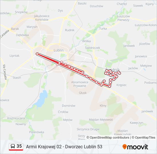 Автобус 35: карта маршрута