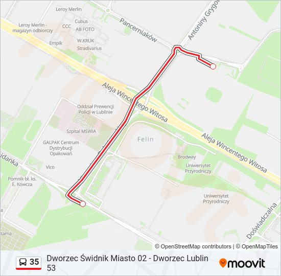 35 bus Line Map