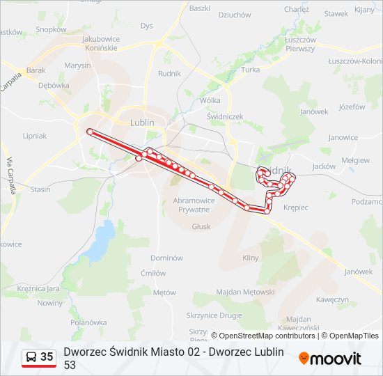 35 bus Line Map