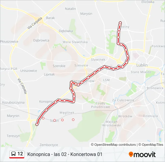 12 Bus Line Map