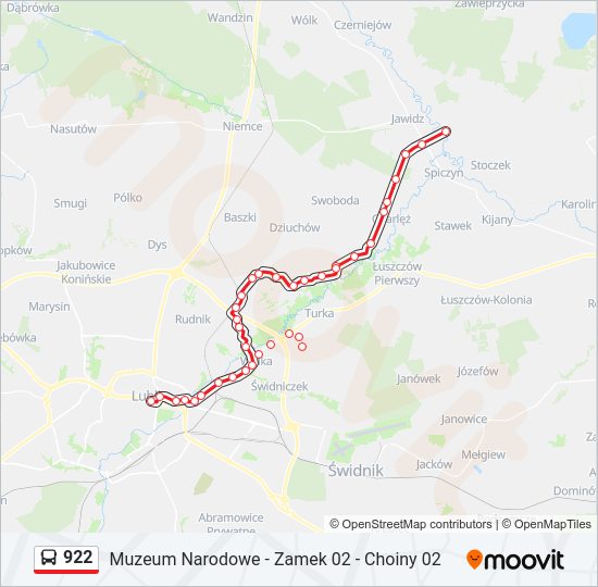 922 bus Line Map