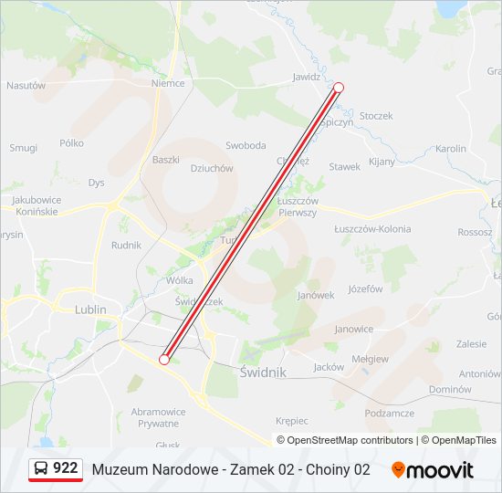 922 bus Line Map