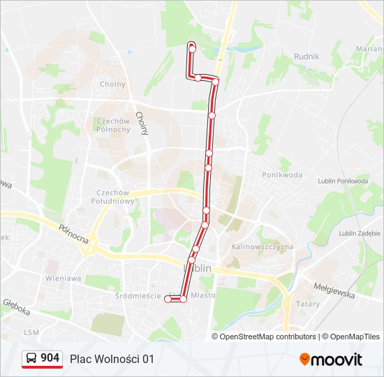 904 bus Line Map