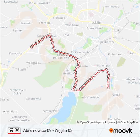 38 bus Line Map