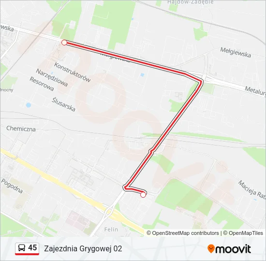 45 Bus Line Map