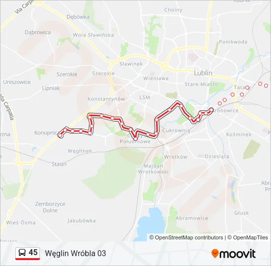 45 Bus Line Map