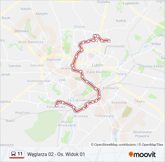Автобус 11: карта маршрута