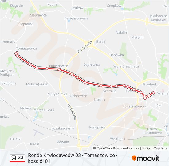 33 bus Line Map