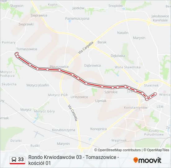 Автобус 33: карта маршрута