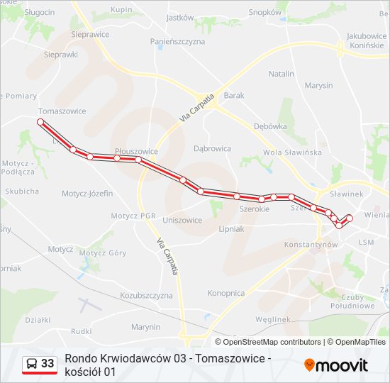 Автобус 33: карта маршрута
