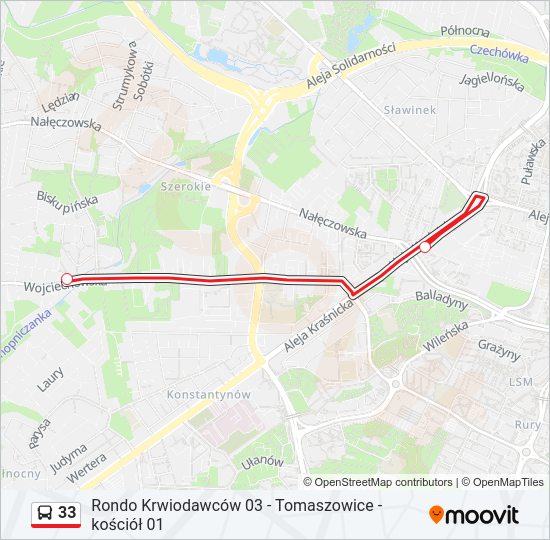 33 bus Line Map