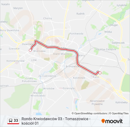 33 bus Line Map