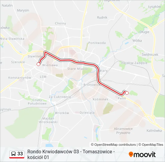 33 Bus Line Map