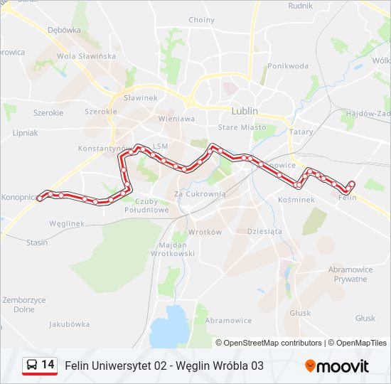 Автобус 14: карта маршрута