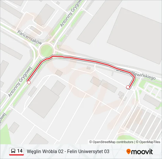 14 Bus Line Map