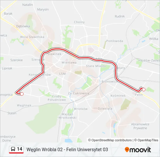 14 Bus Line Map