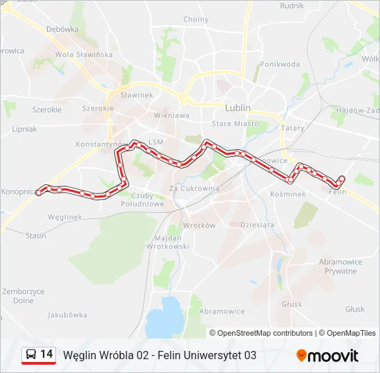 14 Bus Line Map