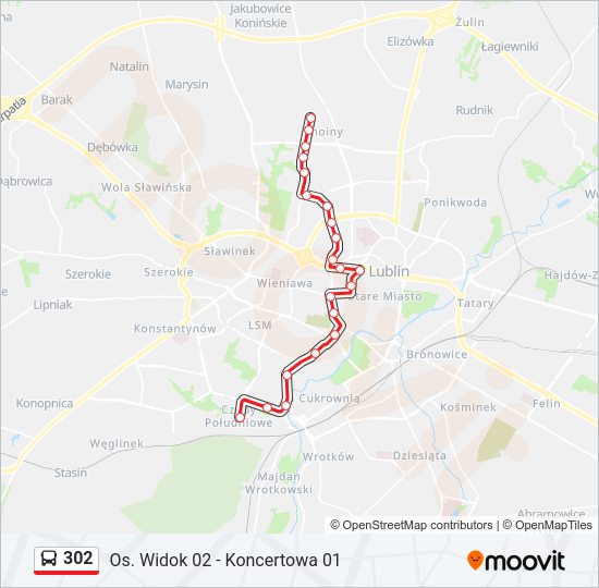 302 bus Line Map