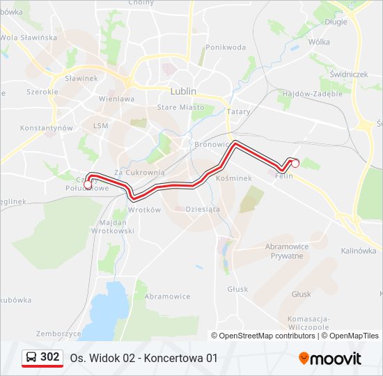 302 bus Line Map