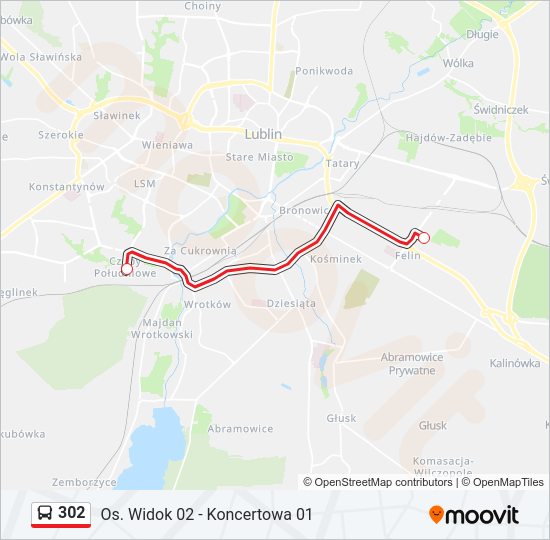 302 bus Line Map