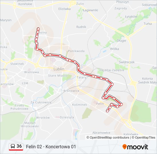 36 bus Line Map