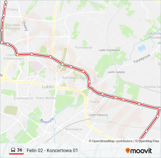 36 Bus Line Map
