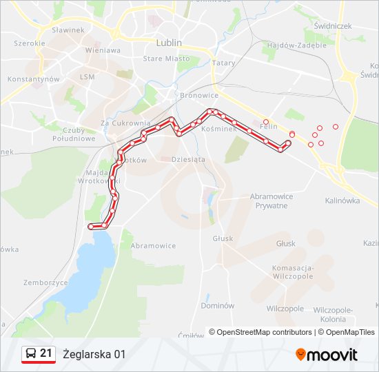 21 bus Line Map