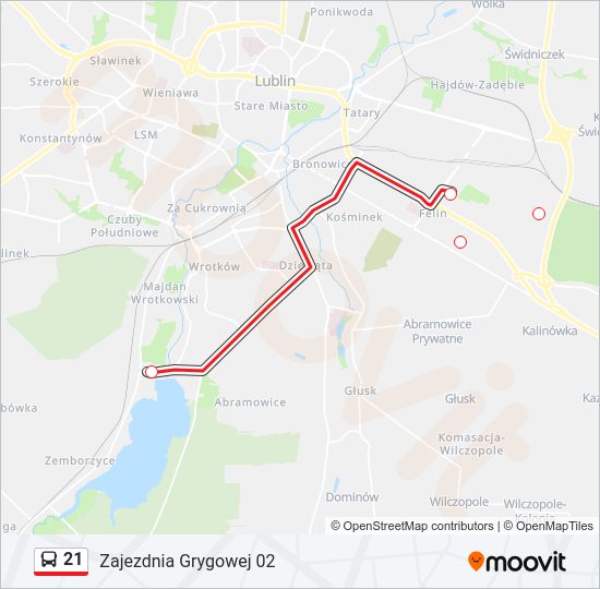 21 bus Line Map