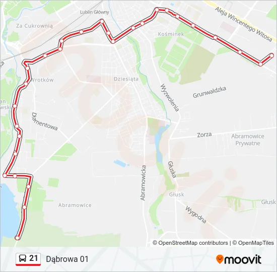 21 Bus Line Map