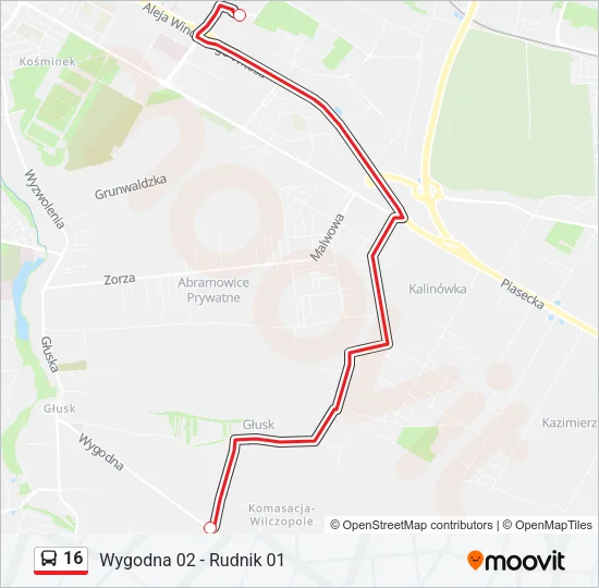 16 Bus Line Map