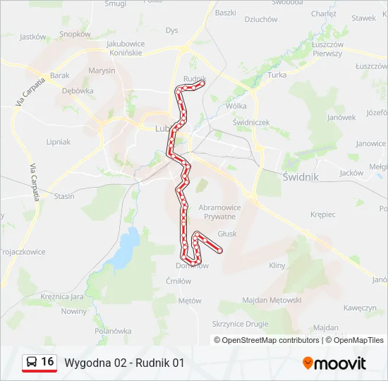 16 Bus Line Map